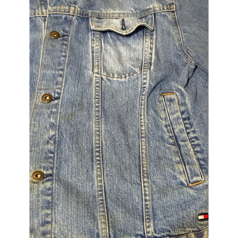 Vintage Tommy Hilfiger Mens Denim Jean Jacket Blue Wash Button Front Size L - Picture 2 of 9